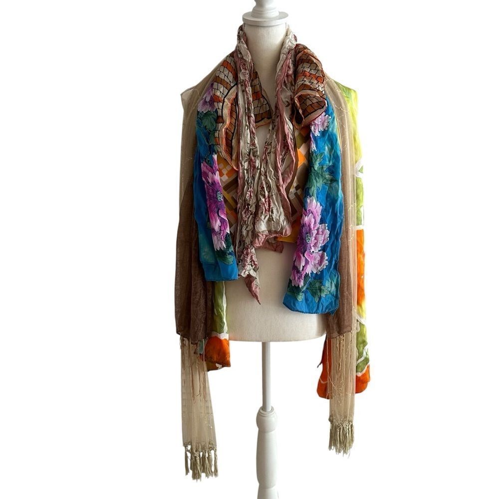 Seven 7 Vintage Scarves Scarf Silk, Mesh Cotton Mix